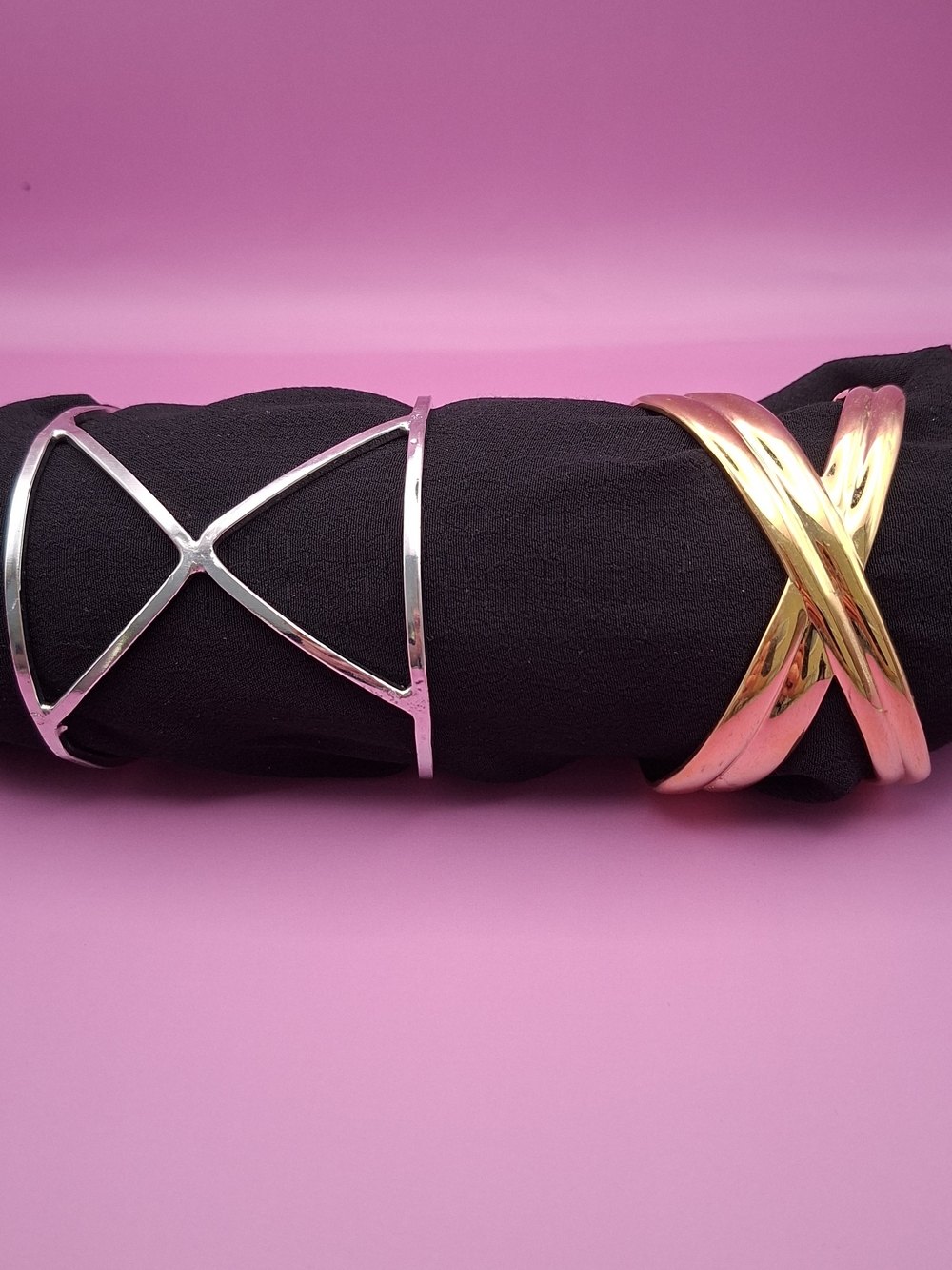 Gold Tone and Silver Tone Crisscross Cuff Bracelets - Women Jewelry